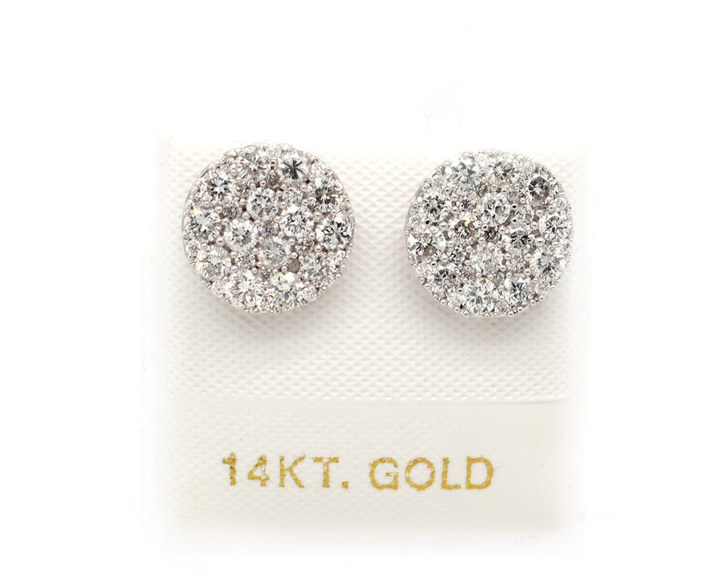 New 1.16ctw Round Diamond Cluster Stud Earrings in 14K