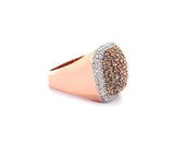 2.25ctw Chocolate and White Diamond Cluster Cushion Frame Ring in 14K