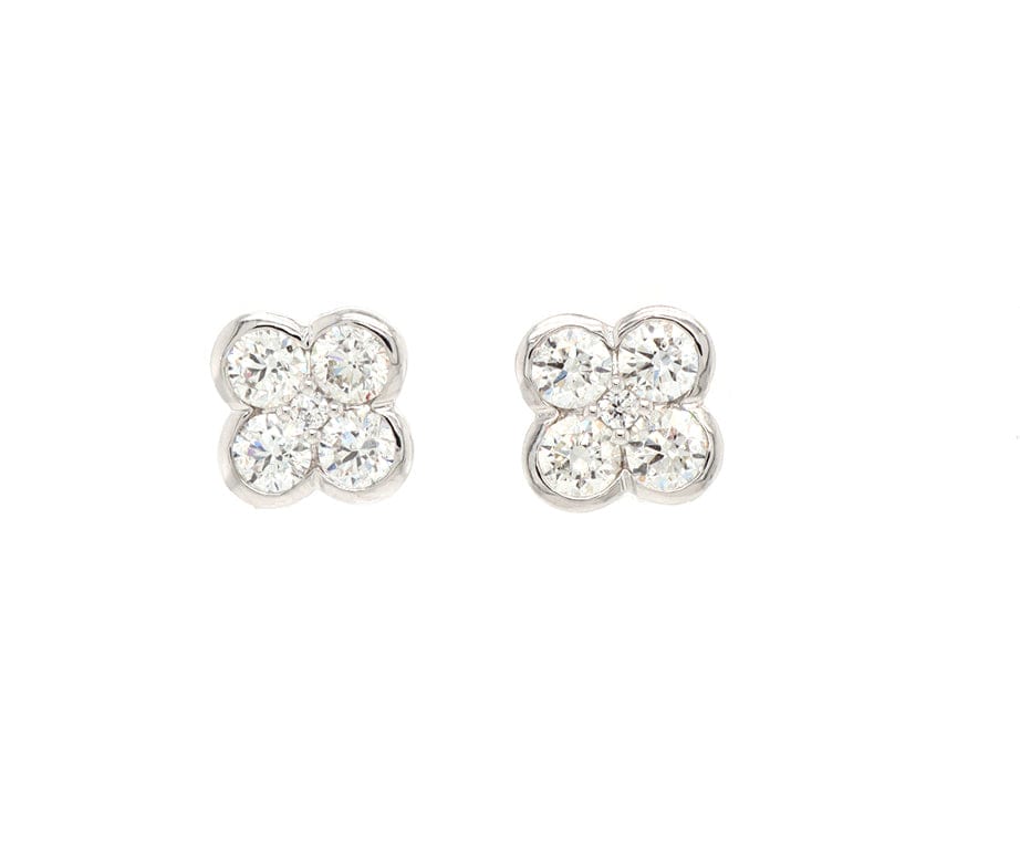 New 1.14ctw Diamond Bezel Set Flower Stud Earrings in 14K