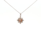 7.00MM Cultured Pearl and 0.45ctw Diamond Starburst Pendant Necklace in 14K