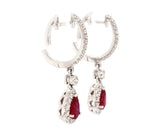 New 0.91ctw Pear Ruby and 0.38ctw Diamond Frame Drop Earrings in 14K