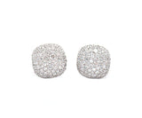 David Yurman 1.35ctw Pave Diamond Cushion Stud Earrings in 18K and Sterling Silver W/Box