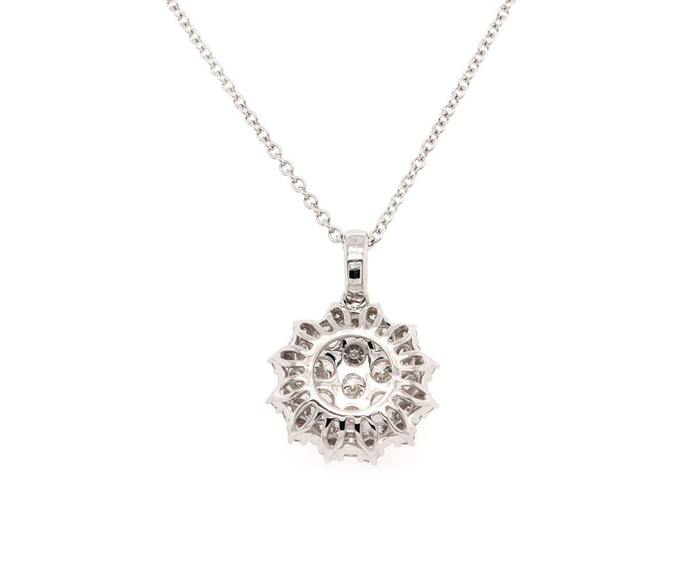 New 1.50ctw Round Diamond Cluster Starburst Pendant Necklace in 18K