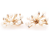 Pearl and 0.30ctw Diamond Cluster Spike Clip On Earrings in 14K